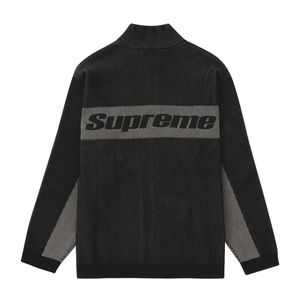 NWT SUPREME Two Toned Ribbed Zip Up Cardigan Sweater in black and gray.Medium.